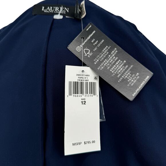 Lauren Ralph Lauren Women's Pinstriped Stretch Wool Blazer SZ 12 Career Navy NEW - Picture 8 of 13